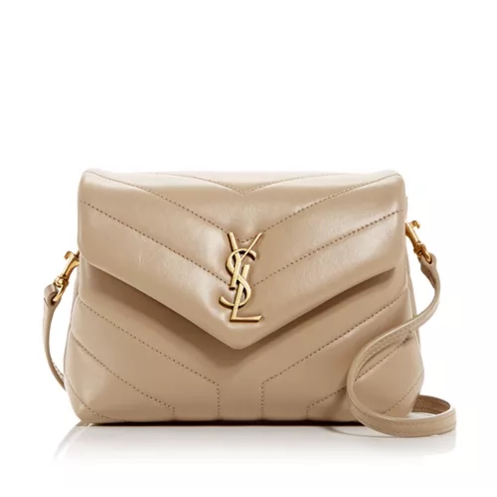 Yves Saint Laurent Taupe Quilted Leather Bag